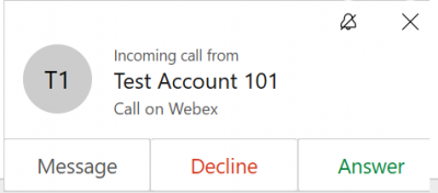 Webex App - Incoming Call