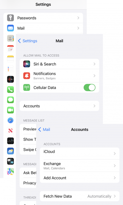 how do i change my ios email settings