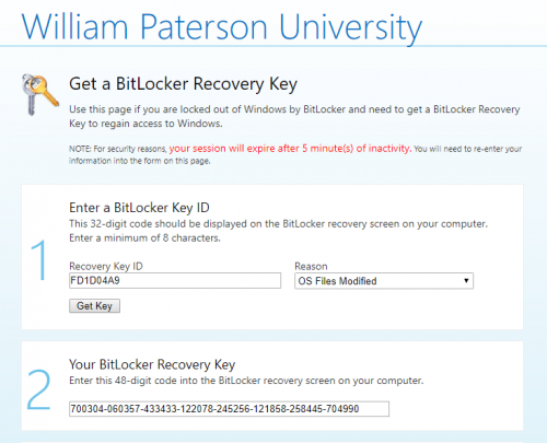 Entering a Recovery Key